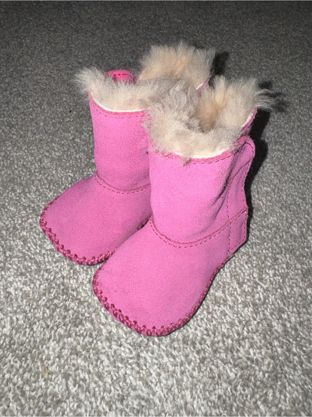 UGG Kids Pink Suede Faux-Fur Booties